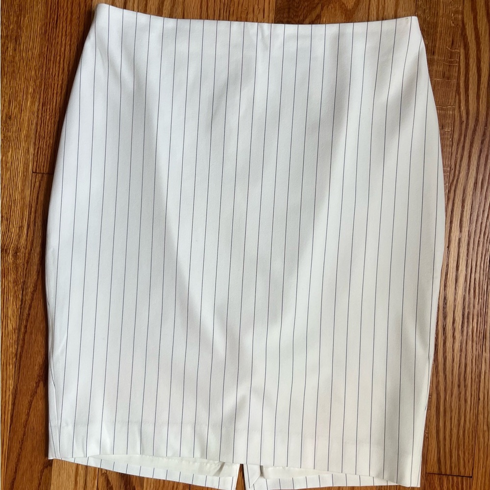 Express White/Black Pinstripe Pencil Skirt